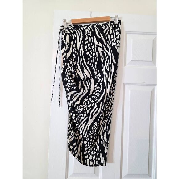 VERONICA BEARD Skirt Womens sz 6 Black Ivory Ruched Long $395 - Picture 5 of 6